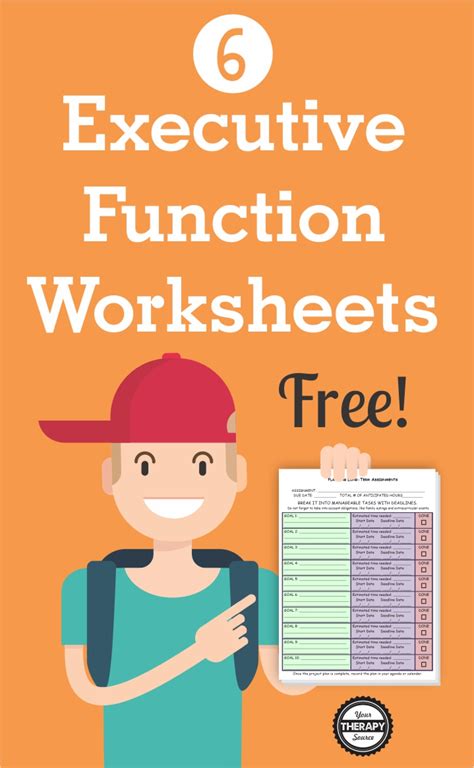 FREE Executive Functioning Activities Teach executive functioning skills with this free printable workbook for teens and young adults. . Free printable executive functioning worksheets